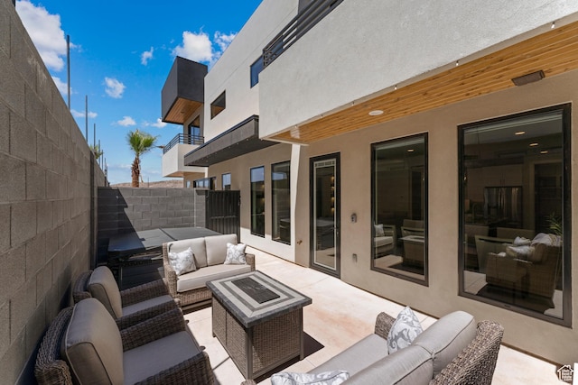 5266 W 2480 S Unit 149, Hurricane, UT 84737 - view of patio featuring an outdoor living space with a fire pit and a fenced backyard