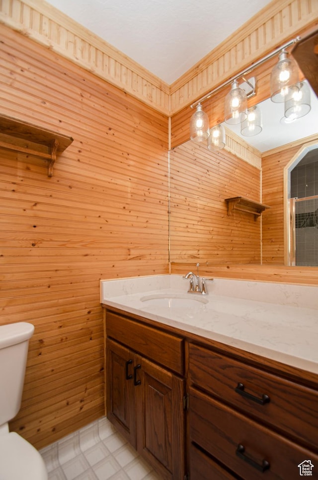 3804 E 2050 N, Eden, UT 84310 - bathroom with toilet, wooden walls, and vanity