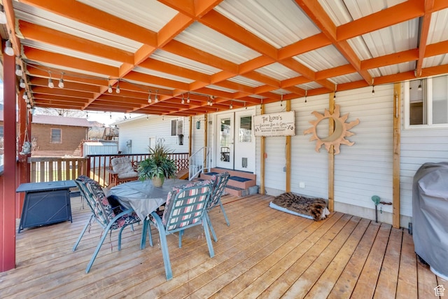 154 W Main St, Bicknell, UT 84715 - wooden deck with outdoor dining area and french doors