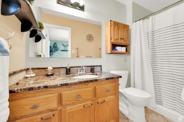 154 W Main St, Bicknell, UT 84715 - full bath with tile patterned floors, toilet, a shower with shower curtain, and vanity