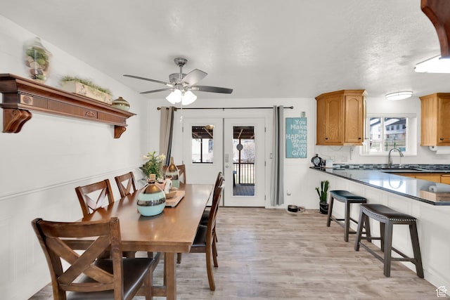 154 W Main St, Bicknell, UT 84715 - dining area with plenty of natural light, french doors, light wood-type flooring, and a ceiling fan