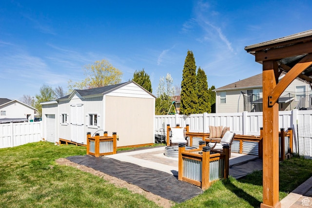 2115 N 5 E, Layton, UT 84041 - view of patio / terrace with an outdoor structure, a shed, and a residential view