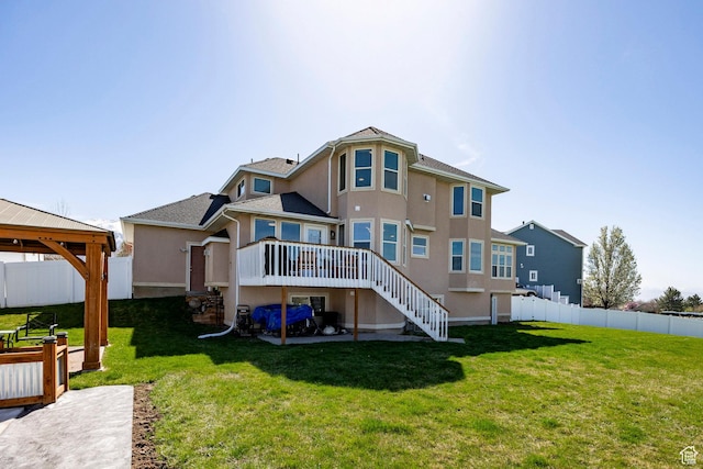2115 N 5 E, Layton, UT 84041 - back of property with stairway, stucco siding, a deck, and a gazebo