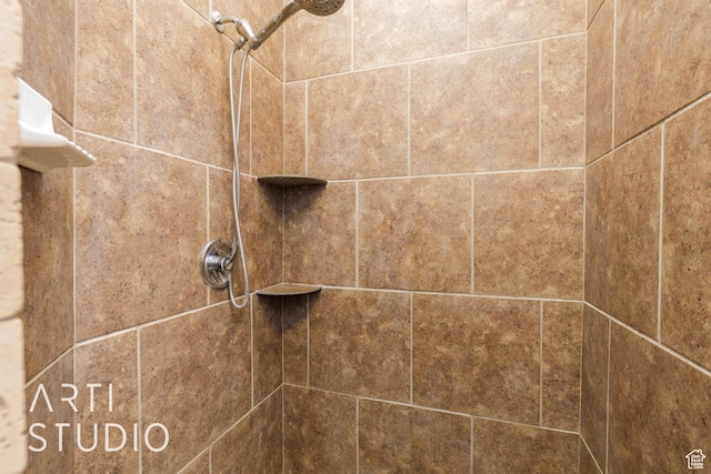 interior details featuring tiled shower