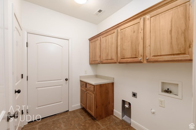 1971 S Great Basin Dr, Washington, UT 84780 - laundry room featuring cabinet space, electric dryer hookup, washer hookup, dark tile patterned floors, and gas dryer hookup
