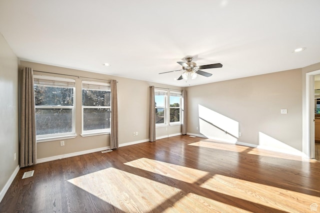 3391 E Brockbank Dr S, Millcreek, UT 84124 - unfurnished living room featuring wood finished floors, ceiling fan, baseboards, and recessed lighting