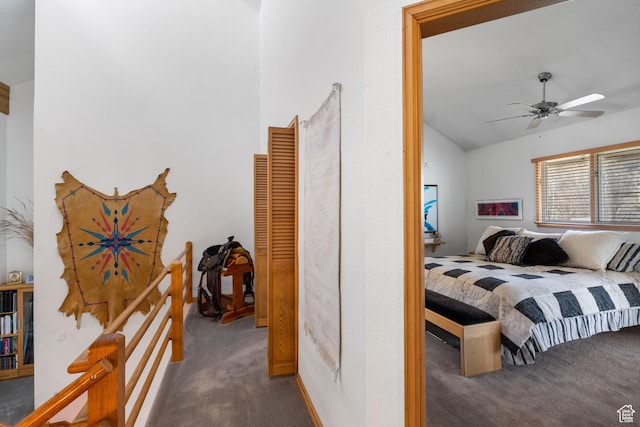 4042 Saddleback Rd, Park City, UT 84098 - carpeted bedroom featuring ceiling fan and vaulted ceiling