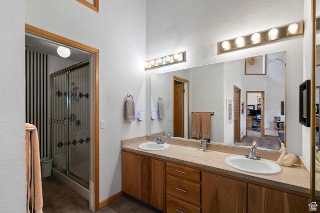 4042 Saddleback Rd, Park City, UT 84098 - full bath with a sink, double vanity, a stall shower, and ensuite bath