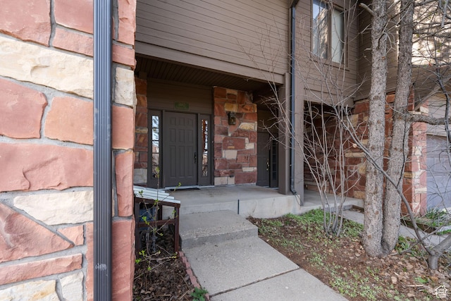 4042 Saddleback Rd, Park City, UT 84098 - property entrance featuring stone siding