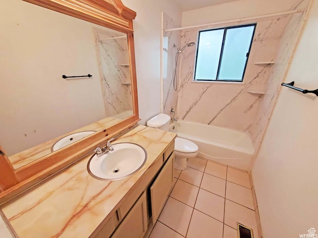 281 E 7th St S, Ogden, UT 84404 - full bathroom featuring visible vents, toilet, vanity, shower / bathtub combination, and tile patterned flooring