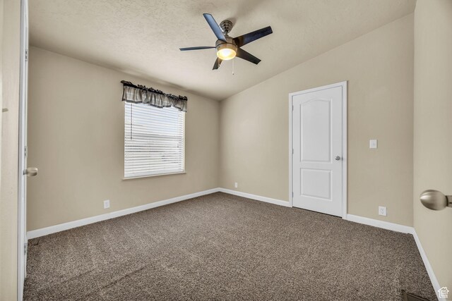 224 E Leadville Rd, Eureka, UT 84628 - unfurnished room featuring lofted ceiling, baseboards, a ceiling fan, and carpet floors