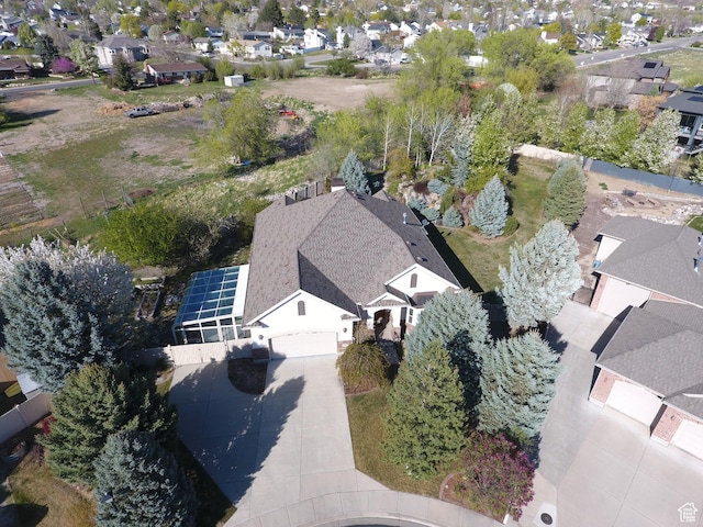 aerial view with a residential view