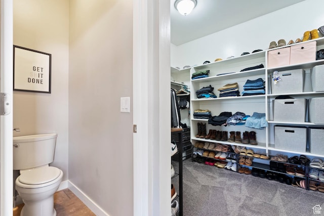 interior space with toilet and baseboards