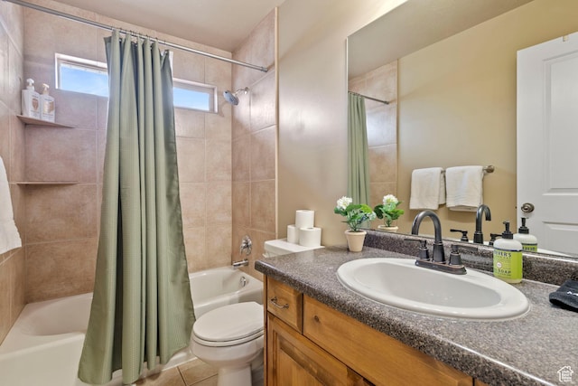 956 S 1525 W, Syracuse, UT 84075 - bathroom featuring tile patterned flooring, shower / bathtub combination with curtain, vanity, and toilet