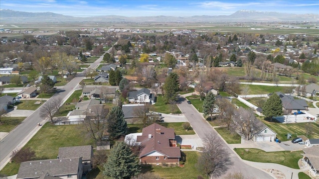 bird's eye view featuring a mountain view and a residential view