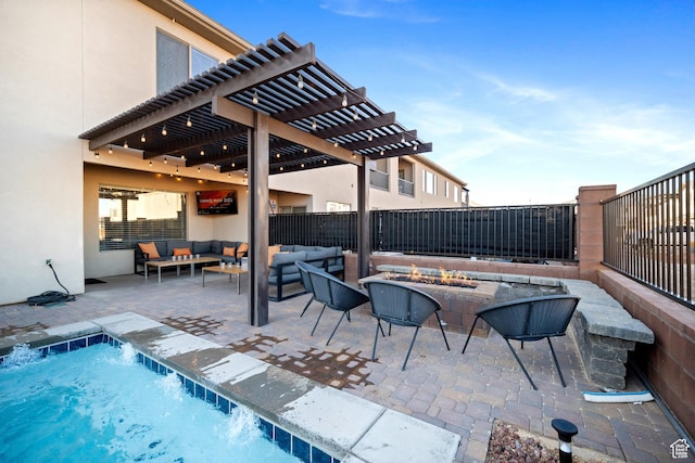 238 N 2020 W # 69, Hurricane, UT 84737 - view of patio with an outdoor living space with a fire pit and a pergola