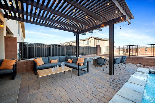 238 N 2020 W # 69, Hurricane, UT 84737 - view of patio / terrace featuring a pergola, an outdoor living space, and a fenced backyard