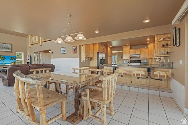 155 S Last Chance Dr, Laketown, UT 84038 - dining space with light tile patterned flooring and recessed lighting
