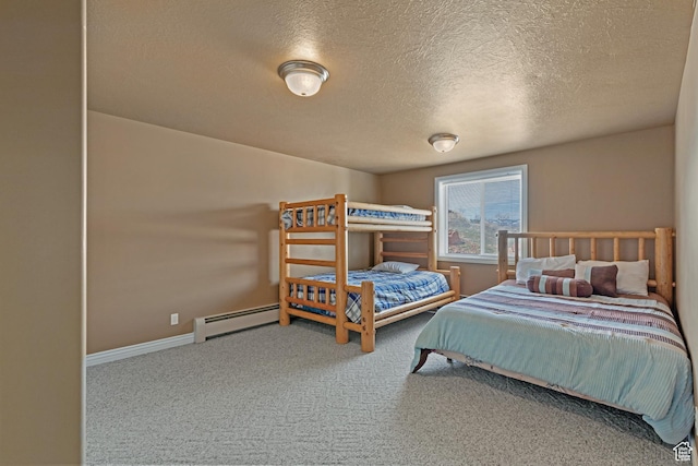 155 S Last Chance Dr, Laketown, UT 84038 - carpeted bedroom featuring baseboards, a baseboard radiator, and a textured ceiling