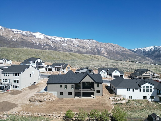 property view of mountains featuring a residential view