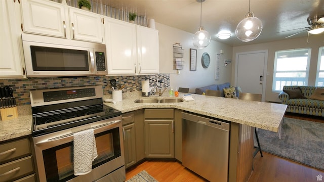3615 N Wolf Lodge Dr Unit 211, Eden, UT 84310 - kitchen with open floor plan, a peninsula, a sink, and appliances with stainless steel finishes