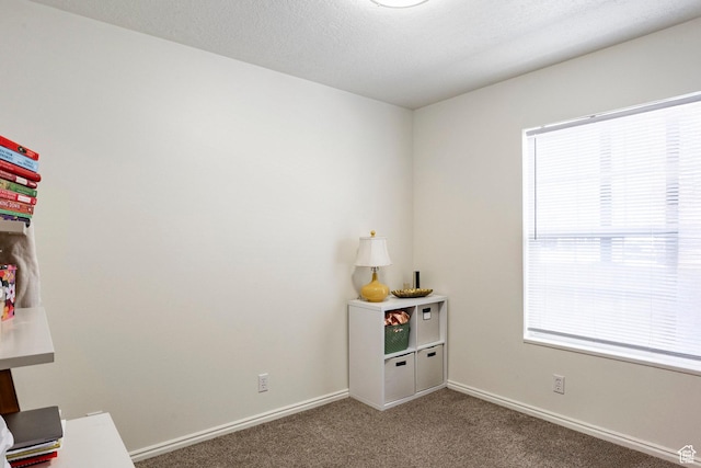 interior space with carpet flooring and baseboards
