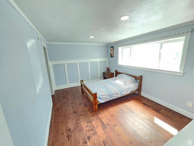3500 W 6875 S, West Jordan, UT 84084 - bedroom with crown molding, wood finished floors, baseboards, a closet, and recessed lighting