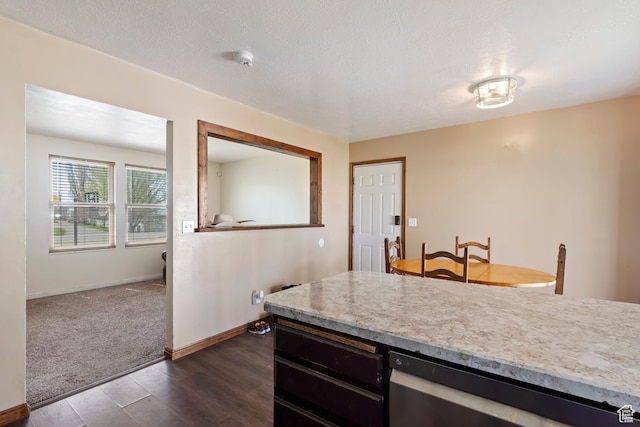 4710 W 2200 N, Plain City, UT 84404 - kitchen featuring dark wood-style floors, light countertops, baseboards, and wine cooler