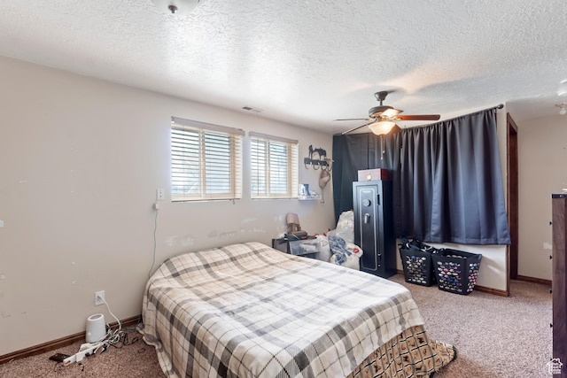 4710 W 2200 N, Plain City, UT 84404 - carpeted bedroom featuring a textured ceiling, ceiling fan, and baseboards