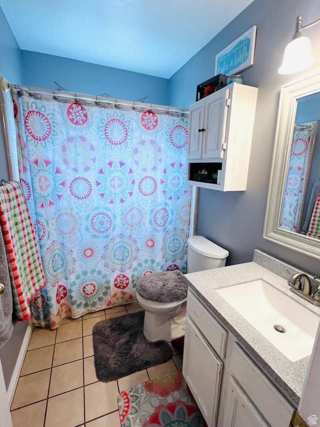 8366 S Cobble Cir W, West Jordan, UT 84081 - full bath with vanity, toilet, a shower with curtain, and tile patterned flooring