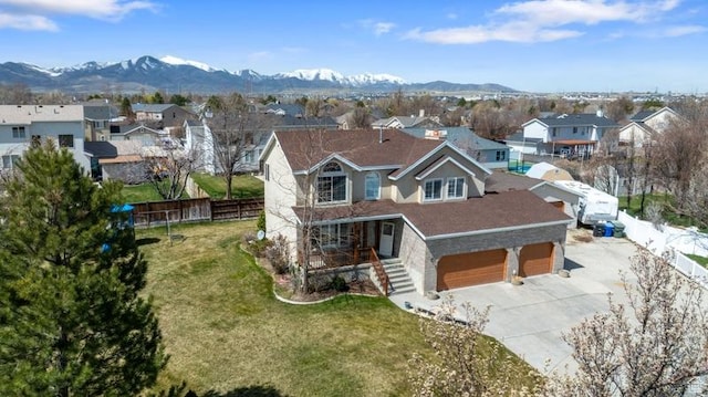 8366 S Cobble Cir W, West Jordan, UT 84081 - birds eye view of property featuring a mountain view and a residential view