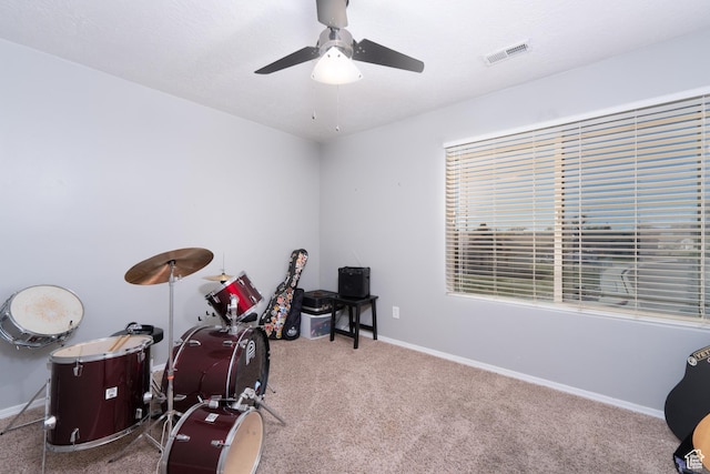 583 E 2680 S, Vernal, UT 84078 - rec room with visible vents, baseboards, a ceiling fan, and carpet floors