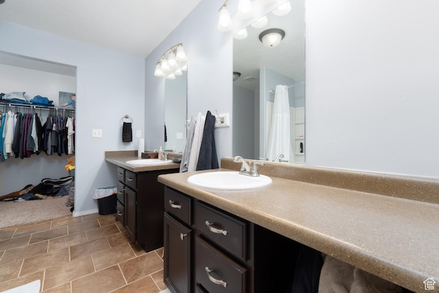 583 E 2680 S, Vernal, UT 84078 - full bath with two vanities, a sink, and a shower with shower curtain