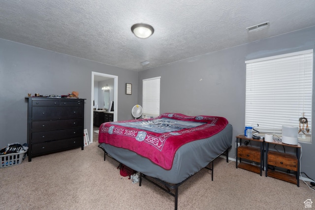 583 E 2680 S, Vernal, UT 84078 - bedroom featuring a textured ceiling, carpet, visible vents, and connected bathroom