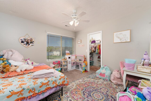 583 E 2680 S, Vernal, UT 84078 - bedroom featuring ceiling fan, a closet, a spacious closet, visible vents, and carpet floors