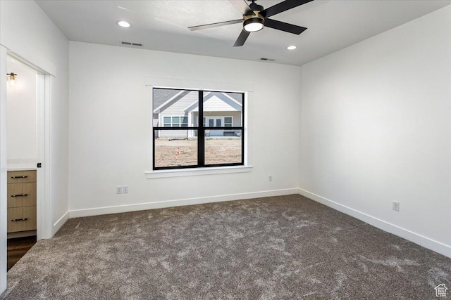 432 Tee Cir, Preston, ID 83263 - carpeted spare room featuring visible vents, baseboards, and a ceiling fan