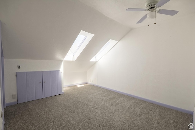 1370 S 1900 E, Vernal, UT 84078 - bonus room featuring ceiling fan, carpet floors, baseboards, and lofted ceiling with skylight