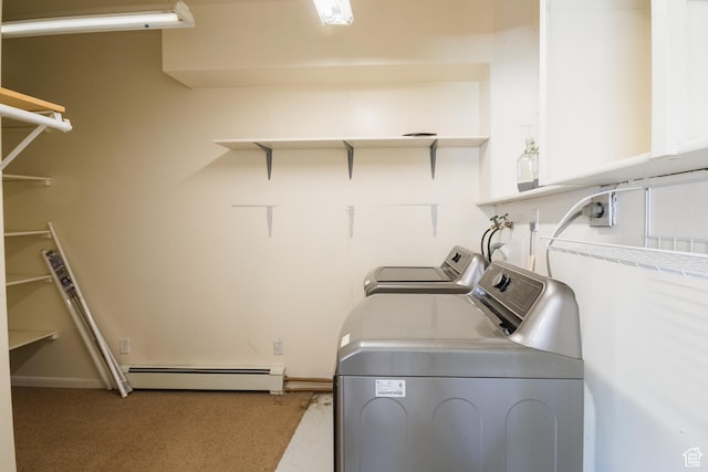 1370 S 1900 E, Vernal, UT 84078 - washroom featuring carpet flooring, washer and dryer, a baseboard heating unit, and laundry area