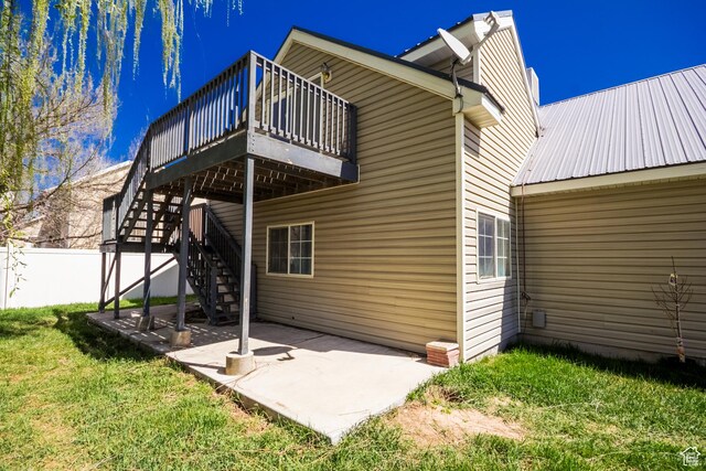 1370 S 1900 E, Vernal, UT 84078 - back of house featuring a wooden deck, a yard, stairway, a patio area, and fence