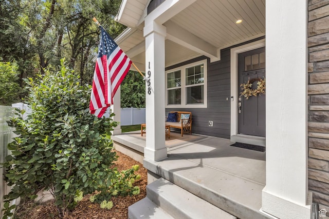 property entrance with a porch