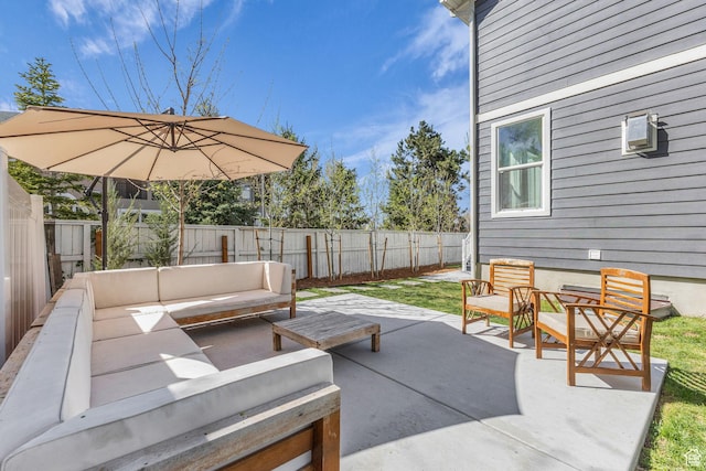 1958 E Janet Kay Ln, Holladay, UT 84121 - view of patio / terrace featuring an outdoor living space and a fenced backyard