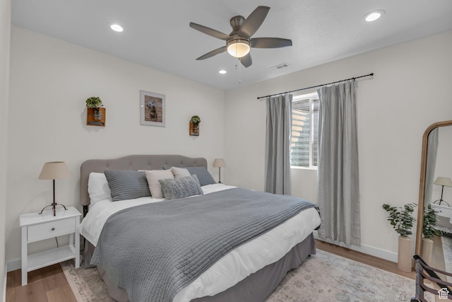 1958 E Janet Kay Ln, Holladay, UT 84121 - bedroom featuring recessed lighting, visible vents, baseboards, and light wood-style flooring