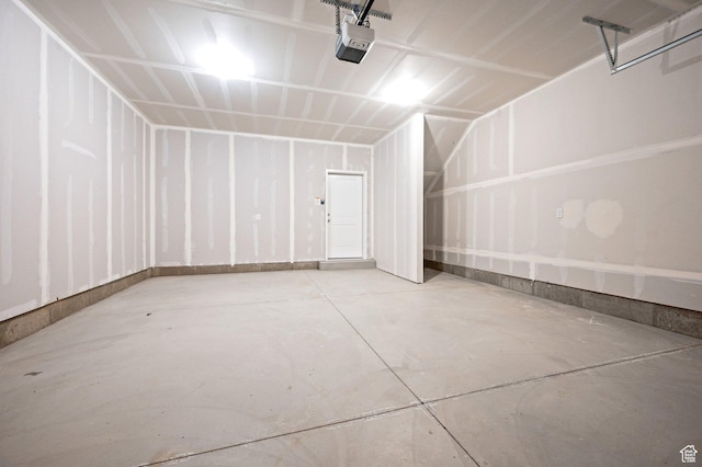 garage with a garage door opener