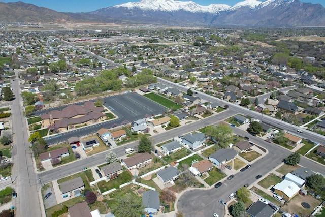 bird's eye view with a residential view and a mountain view