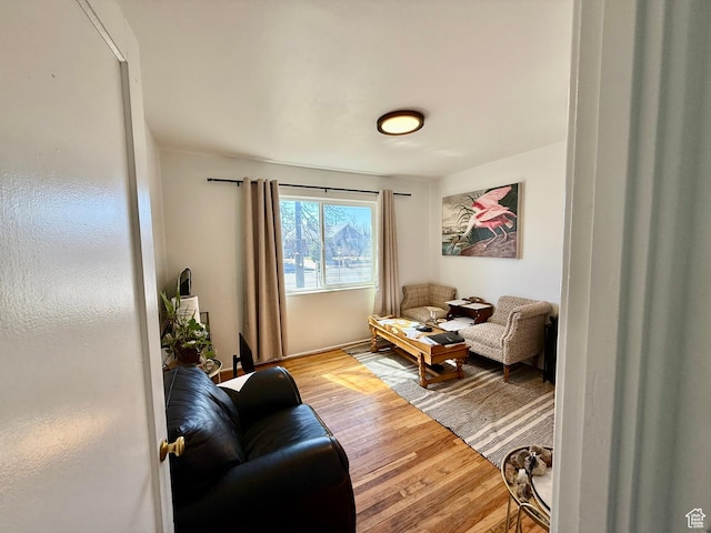 living area with wood finished floors