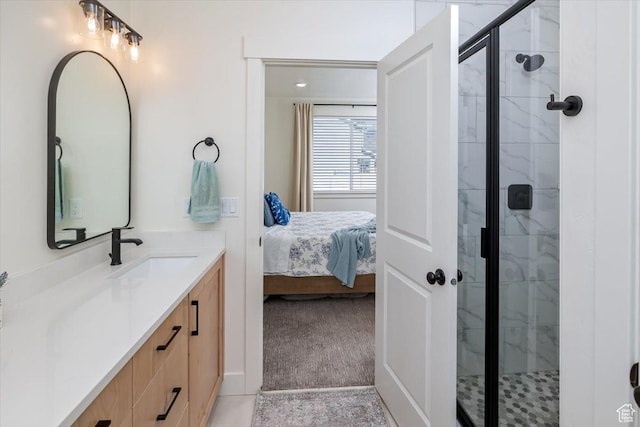 585 S 400 E, Hyrum, UT 84319 - bathroom with a shower stall, vanity, and ensuite bath