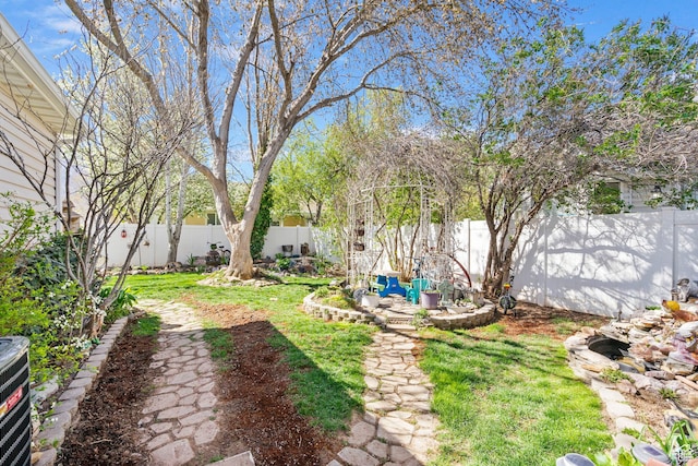 view of yard featuring a fenced backyard