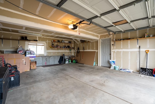 garage with a garage door opener