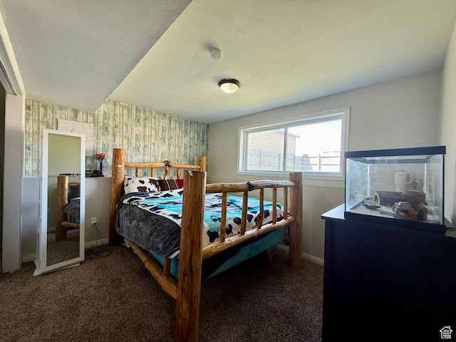 130 S 500 W, Roosevelt, UT 84066 - bedroom with wallpapered walls, baseboards, carpet flooring, and a textured ceiling