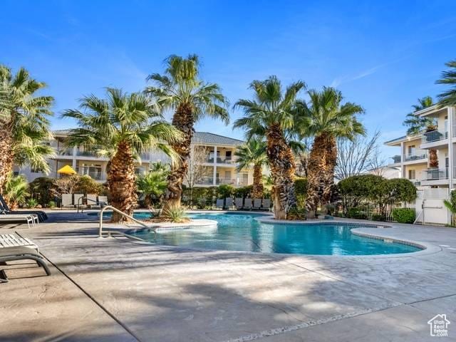 pool featuring a patio area